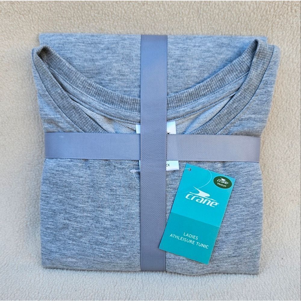 Crane Ladies Gray Long Sleeve Crew Neck Athleisure Pullover Tunic Top Size M